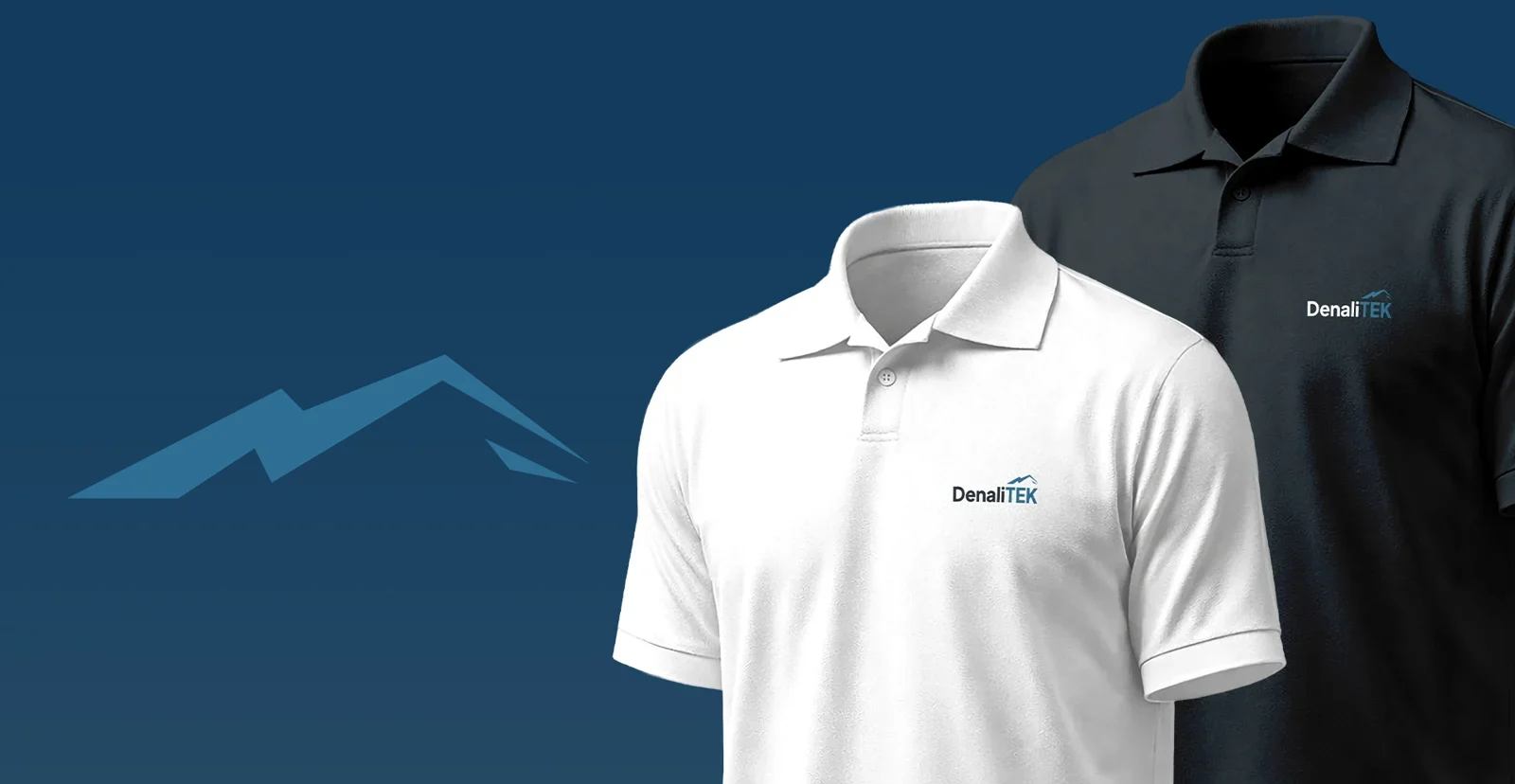 DenaliTEK brand on polos, shown in a mockup