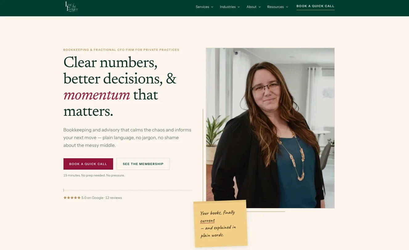 Line and Ledger, LLC website homepage